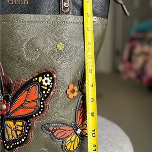 Chala Green and Black Tote with Artistic Butterfly Design